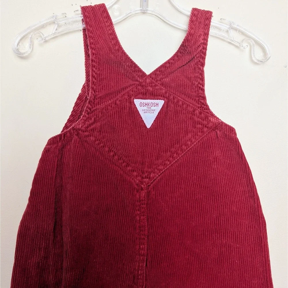 Vintage Osh Kosh Baby Bgosh‎ Corduroy Penguin Overalls Y2K Red Size 3-6 Months